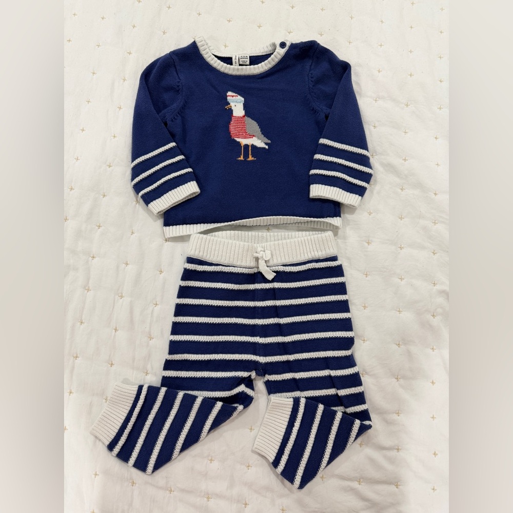 Janie and Jack seagull sweater outfit with matching pants (size 12-18 months)